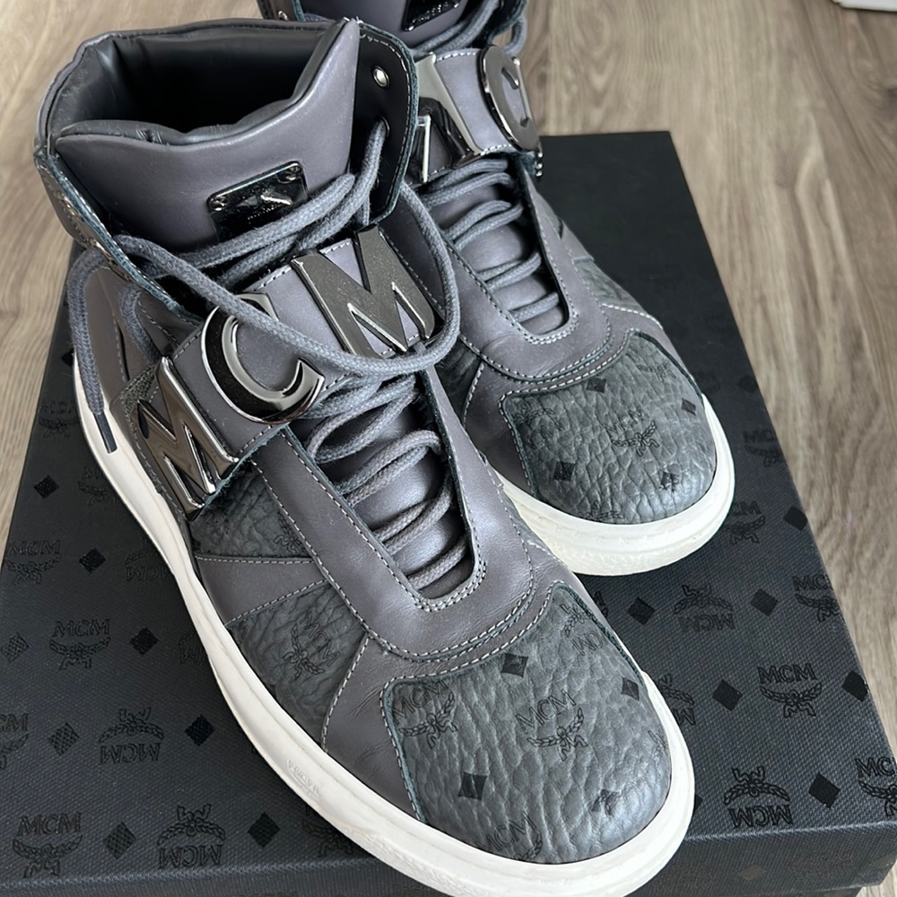 Gray mcm high top sneakers. Size 41